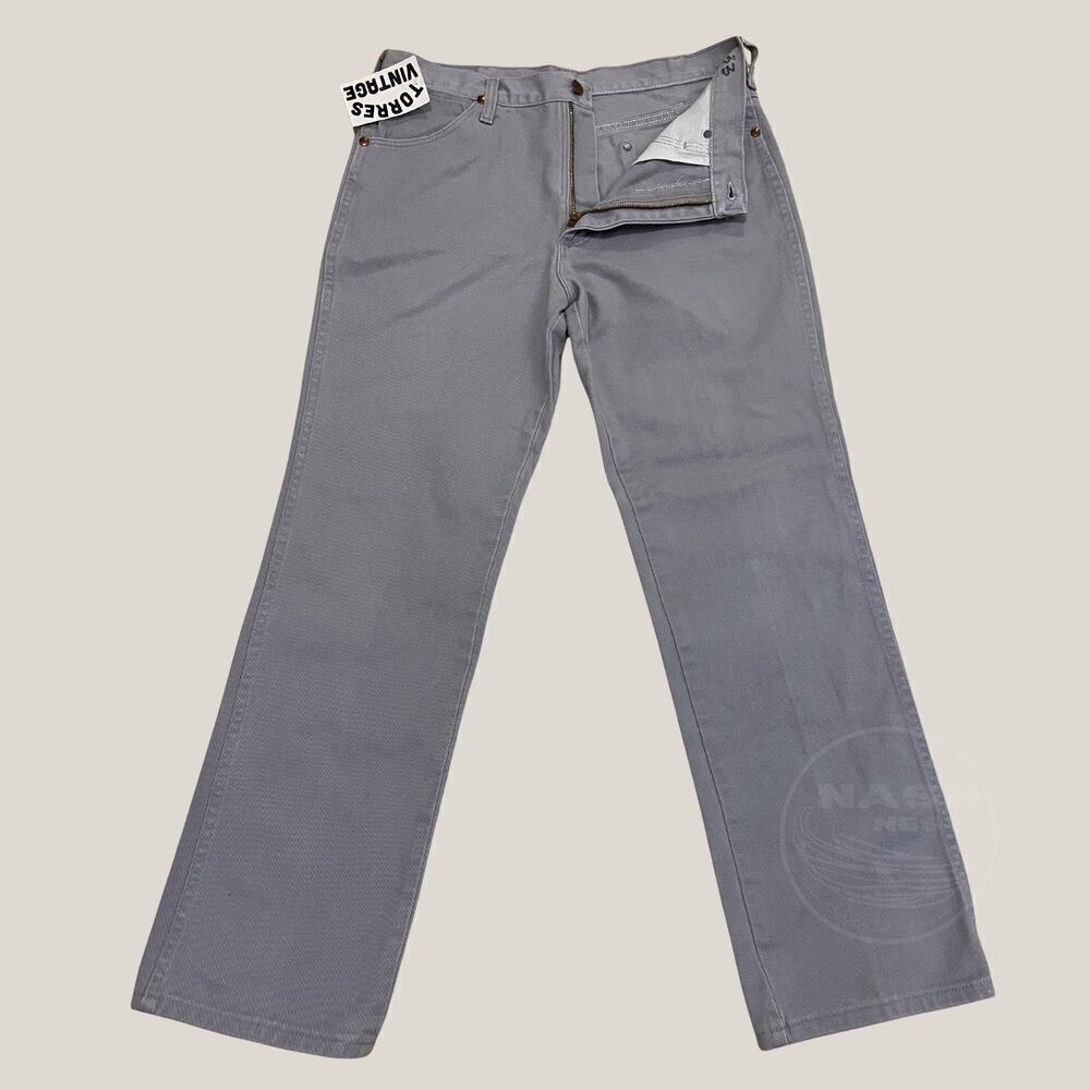 Wrangler 33x30 USA Gray Twill Jeans | Vintage Cowboy Cut Straight Leg Y2K Rare